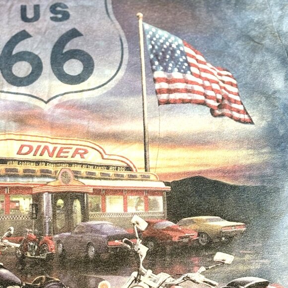 The Mountain T-Shirt - Route 66 - American Flag, Diner, Motorcycles - Size M - Picture 1 of 6